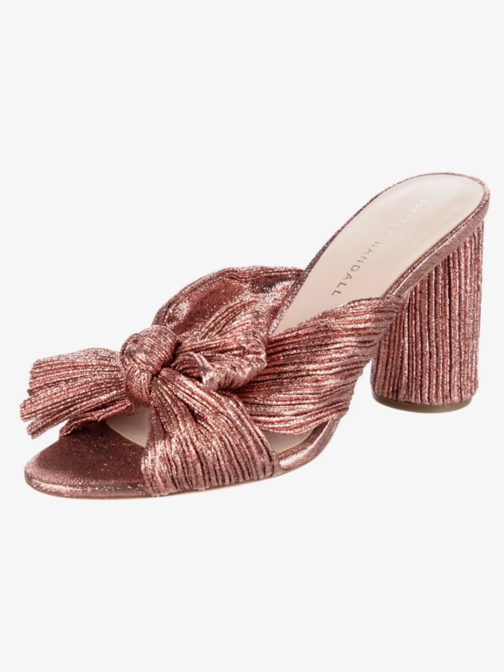 Loeffler Randall Penny Pleated Knot Mule - Metallic Rose Gold Heels (7.5)